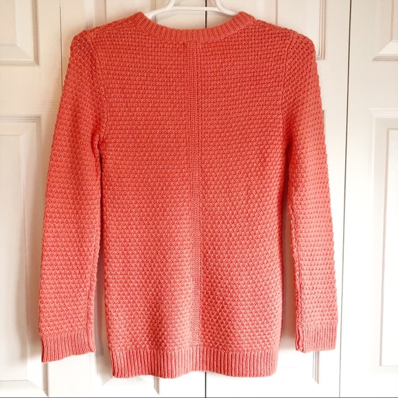 Hinge Coral Orange V-Neck Soft Wool Cashmere Blend Sweater Small - Picture 12 of 16